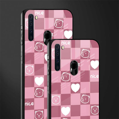 aesthetic bear pattern pink edition glass case for samsung a21 image-2
