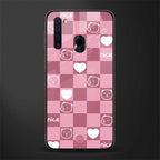 aesthetic bear pattern pink edition glass case for samsung a21 image