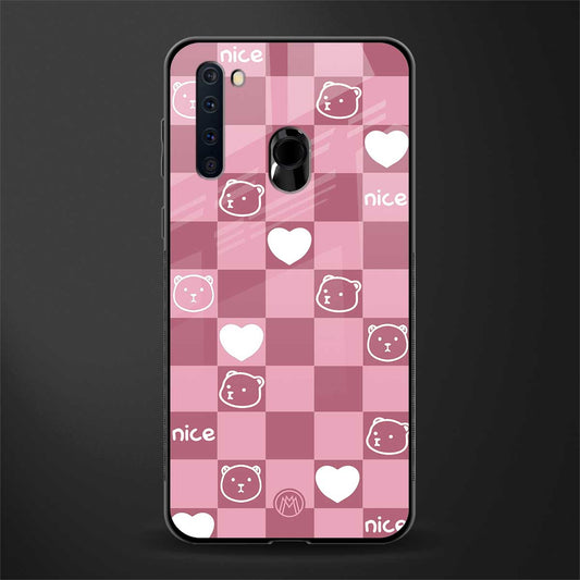 aesthetic bear pattern pink edition glass case for samsung a21 image