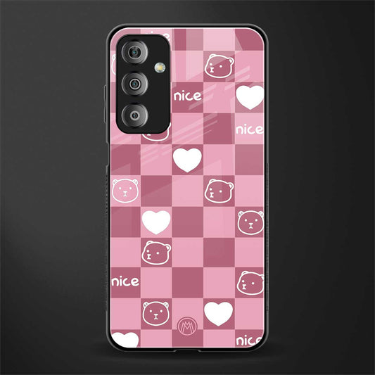 aesthetic bear pattern pink edition back phone cover | glass case for samsung galaxy f23 5g