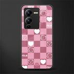 aesthetic bear pattern pink edition back phone cover | glass case for vivo v25 pro 5g