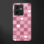 aesthetic bear pattern pink edition back phone cover | glass case for vivo y22