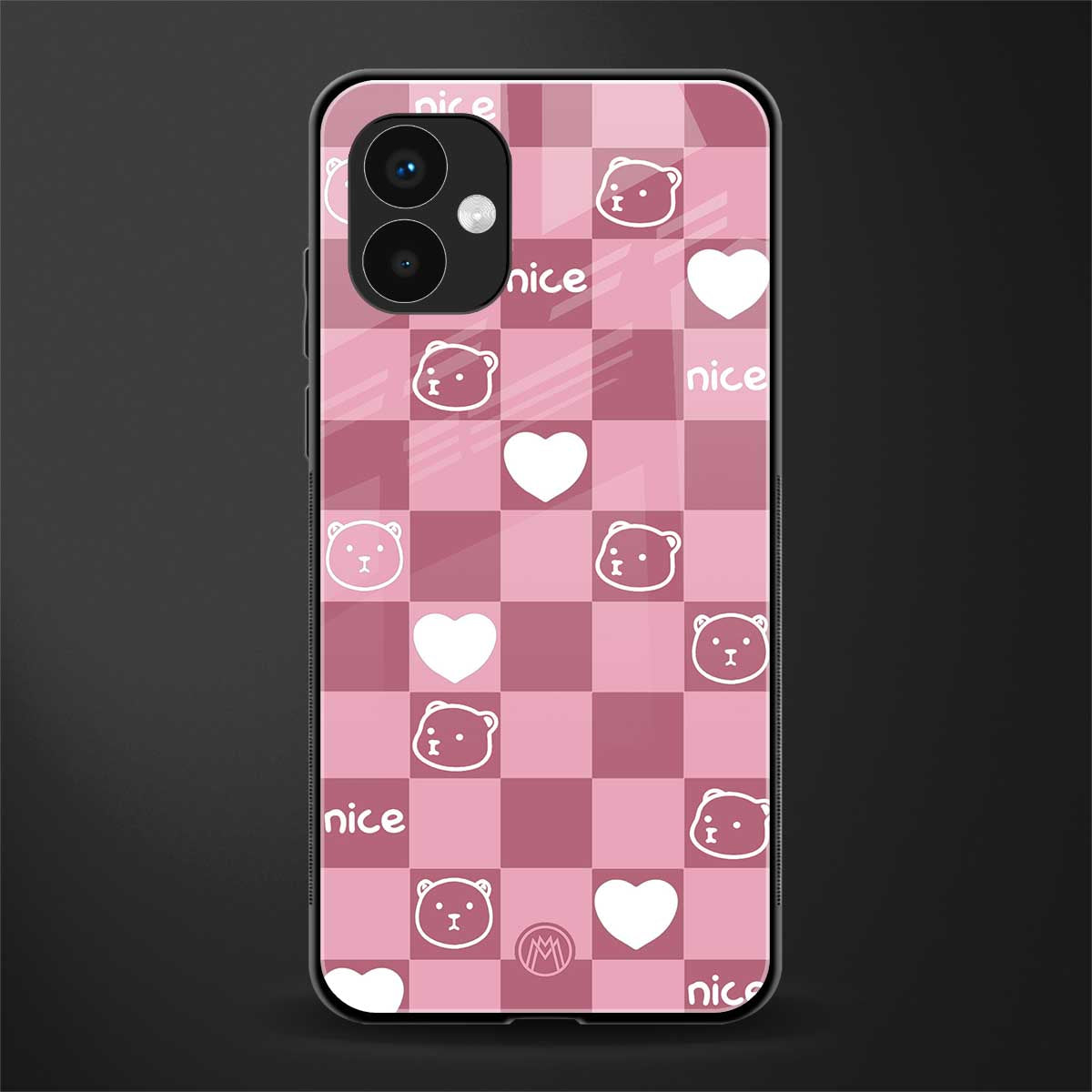 aesthetic bear pattern pink edition back phone cover | glass case for samsung galaxy a04