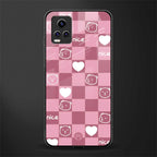 aesthetic bear pattern pink edition back phone cover | glass case for vivo v21e 4g
