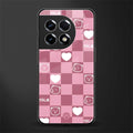 aesthetic bear pattern pink edition back phone cover | glass case for oneplus 11r