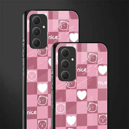 aesthetic bear pattern pink edition back phone cover | glass case for samsung galaxy a54 5g