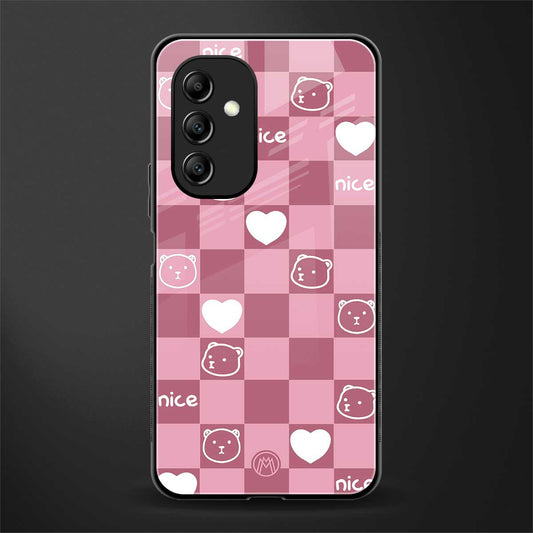 aesthetic bear pattern pink edition back phone cover | glass case for samsung galaxy a14 5g