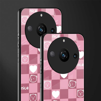 aesthetic bear pattern pink edition back phone cover | glass case for realme 11 pro 5g