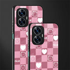 aesthetic bear pattern pink edition back phone cover | glass case for realme c55