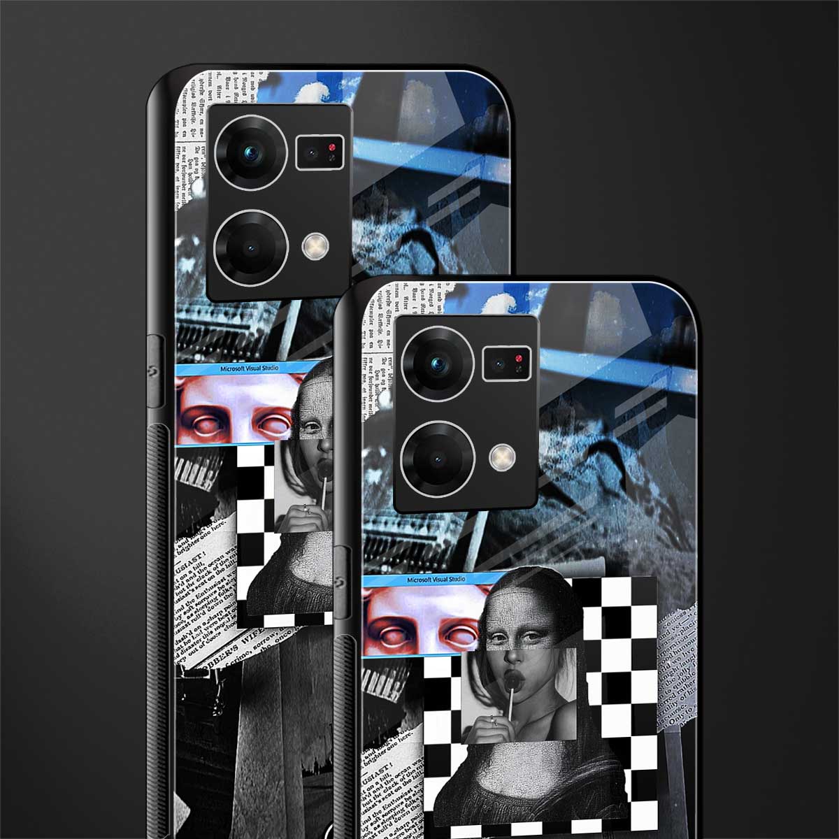 aesthetic mona lisa art back phone cover | glass case for oppo f21 pro 4g