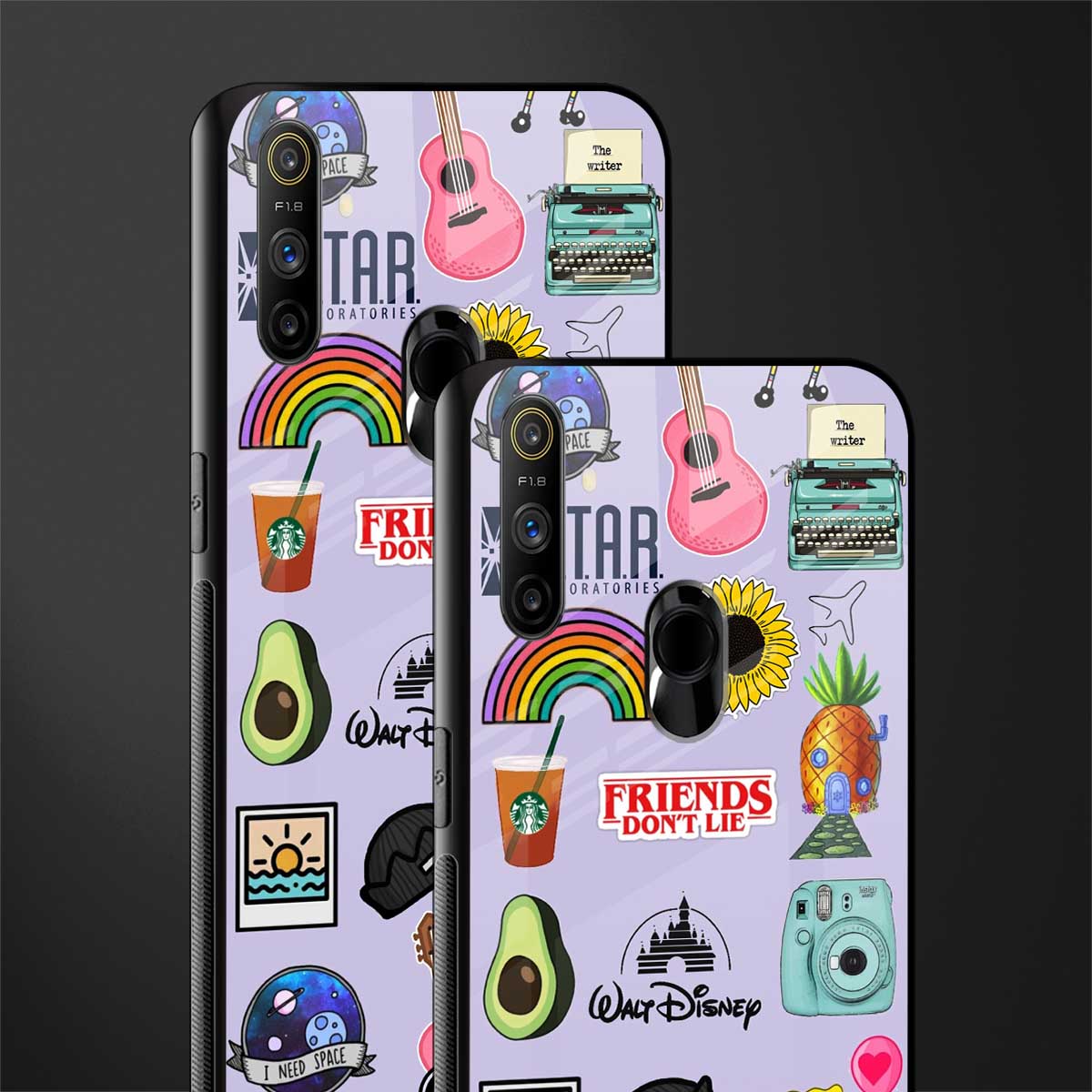 aesthetic stickers purple collage glass case for realme narzo 20a image-2