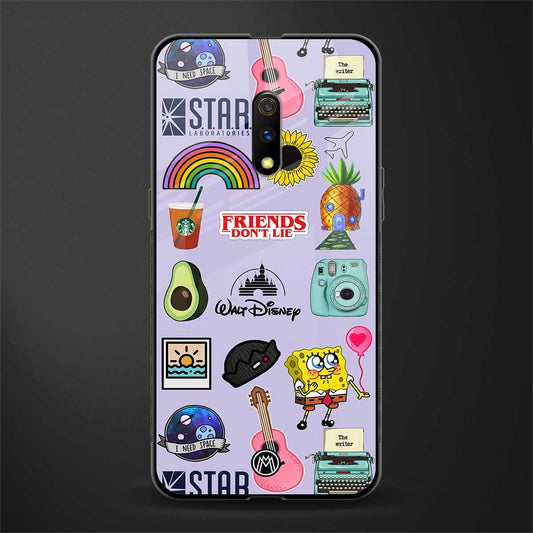 aesthetic stickers purple collage glass case for oppo k3 image