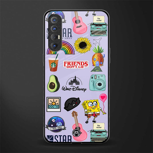 aesthetic stickers purple collage glass case for oppo reno 3 pro image