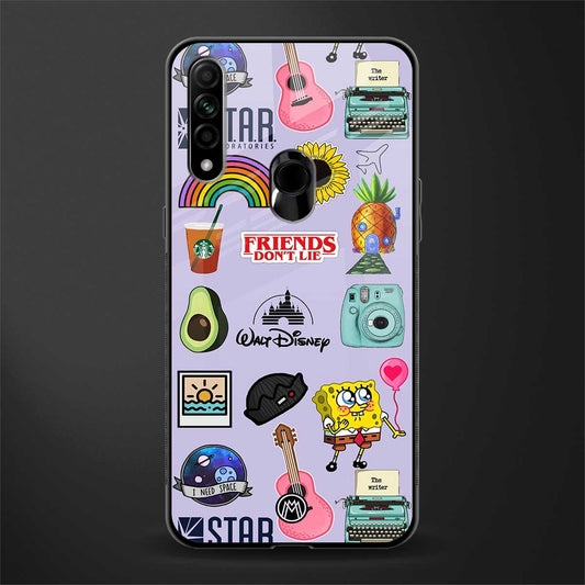 aesthetic stickers purple collage glass case for oppo a31 image