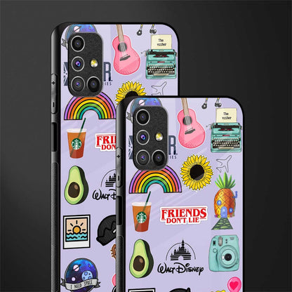 aesthetic stickers purple collage glass case for samsung galaxy m51 image-2
