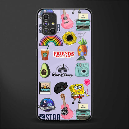 aesthetic stickers purple collage glass case for samsung galaxy m31s image
