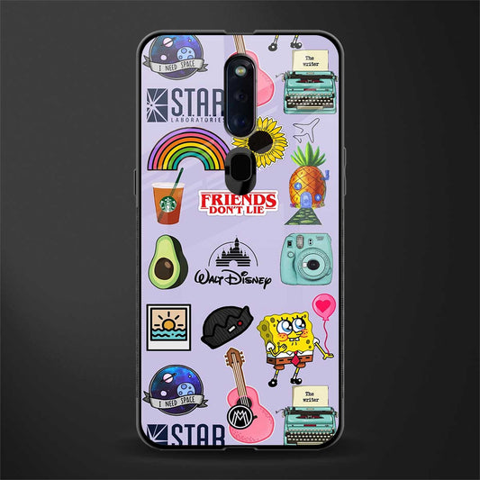 aesthetic stickers purple collage glass case for oppo f11 pro image