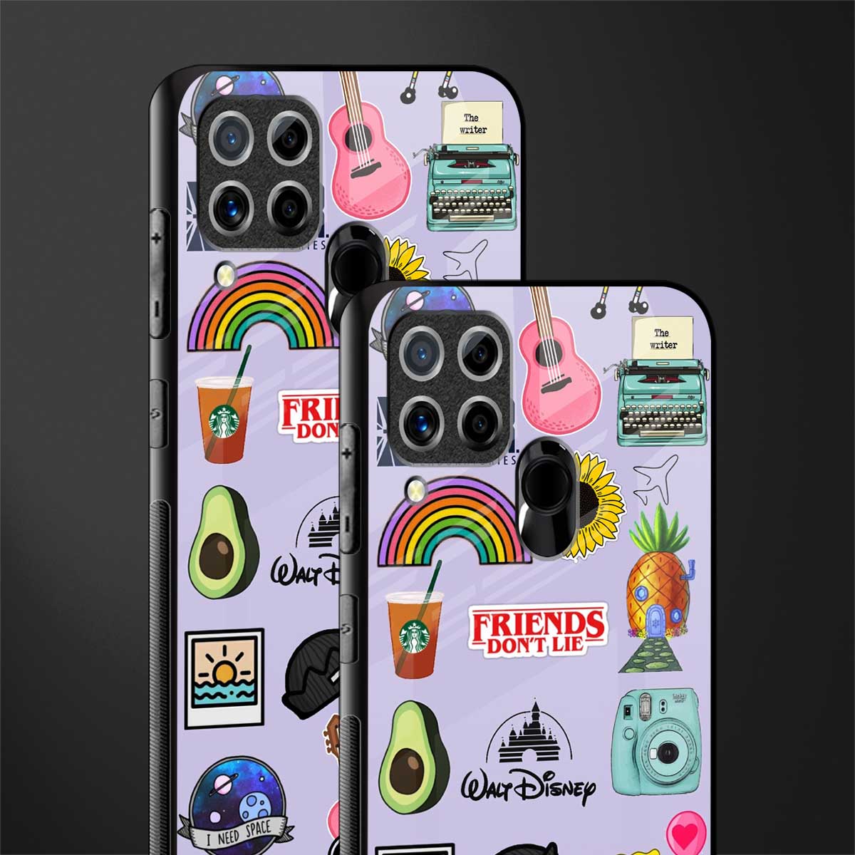aesthetic stickers purple collage glass case for realme c15 image-2
