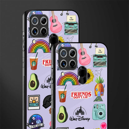 aesthetic stickers purple collage glass case for realme c15 image-2