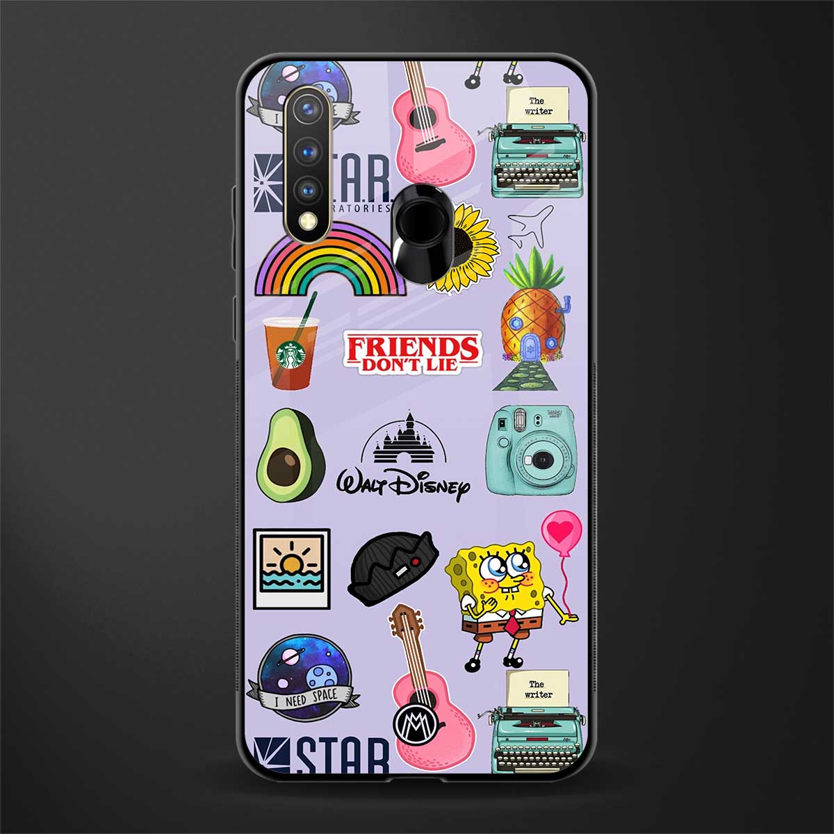aesthetic stickers purple collage glass case for vivo u20 image
