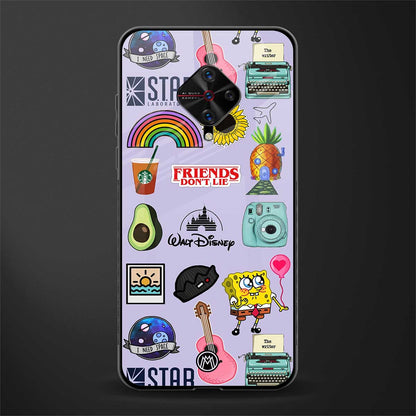 aesthetic stickers purple collage glass case for vivo s1 pro image