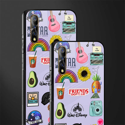 aesthetic stickers purple collage glass case for vivo z1x image-2