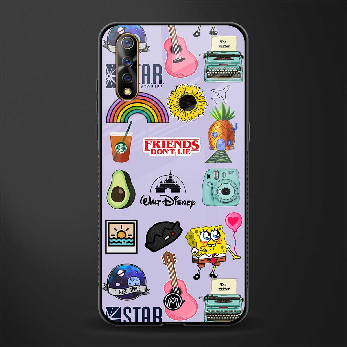 aesthetic stickers purple collage glass case for vivo z1x image