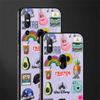 aesthetic stickers purple collage glass case for vivo v15 image-2