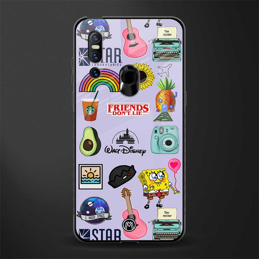 aesthetic stickers purple collage glass case for vivo v15 image