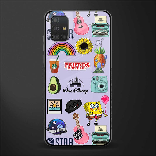 aesthetic stickers purple collage glass case for samsung galaxy a51 image