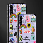 aesthetic stickers purple collage glass case for samsung galaxy a50 image-2