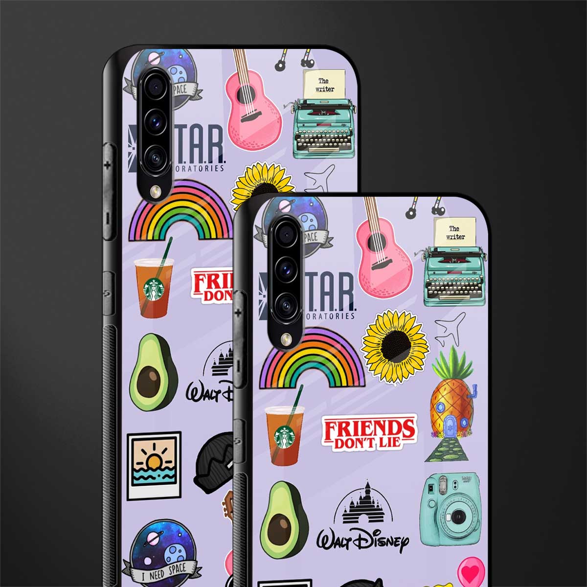 aesthetic stickers purple collage glass case for samsung galaxy a50 image-2