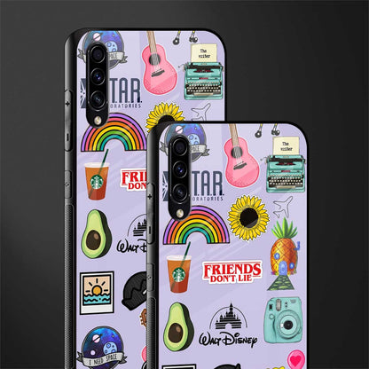 aesthetic stickers purple collage glass case for samsung galaxy a50s image-2