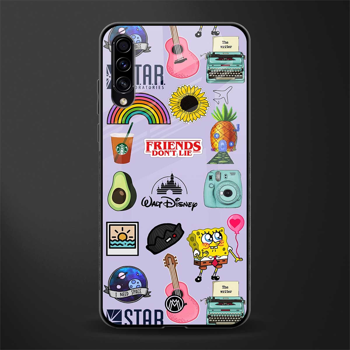 aesthetic stickers purple collage glass case for samsung galaxy a50 image