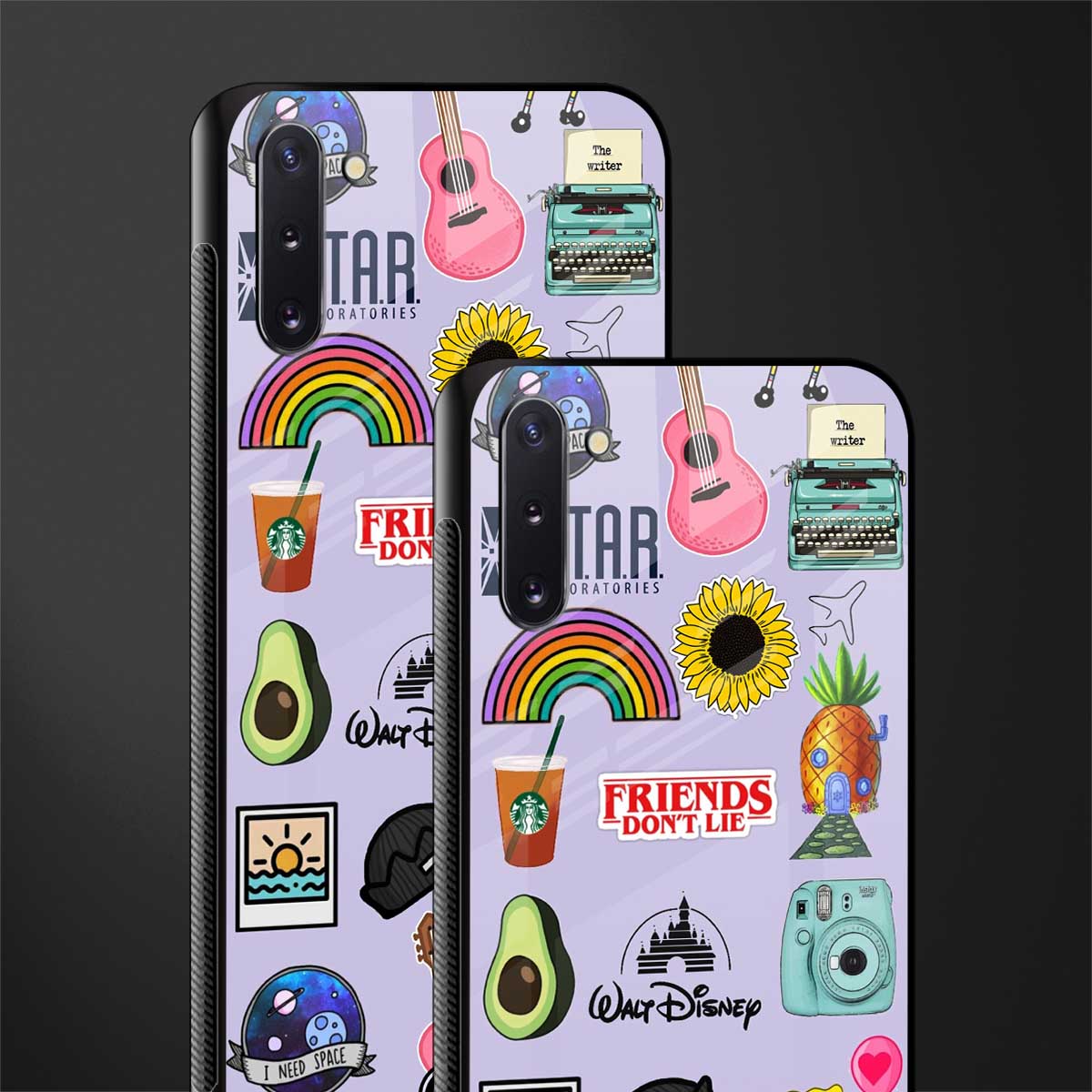 aesthetic stickers purple collage glass case for samsung galaxy note 10 image-2