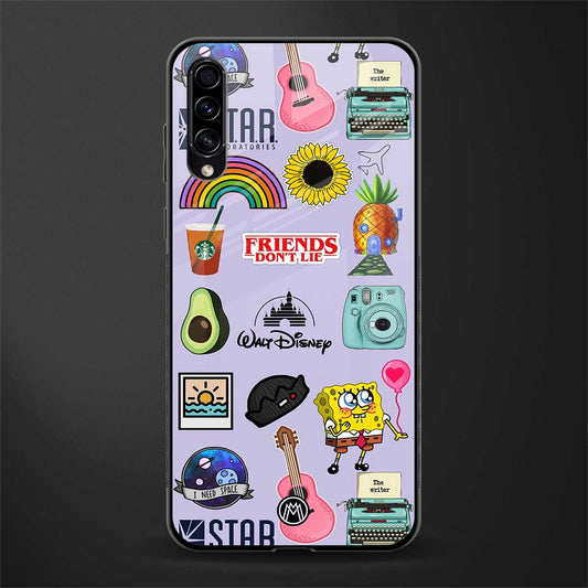 aesthetic stickers purple collage glass case for samsung galaxy a70 image