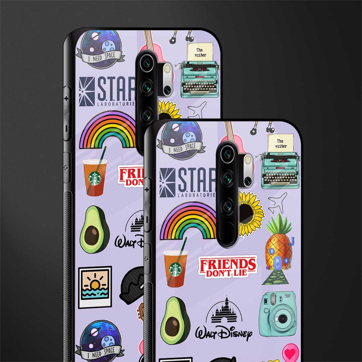 aesthetic stickers purple collage glass case for redmi note 8 pro image-2