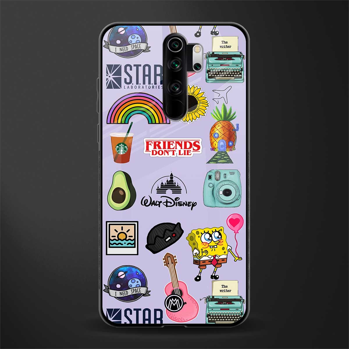 aesthetic stickers purple collage glass case for redmi note 8 pro image
