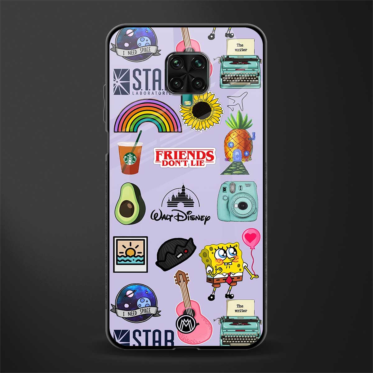 aesthetic stickers purple collage glass case for redmi note 9 pro max image