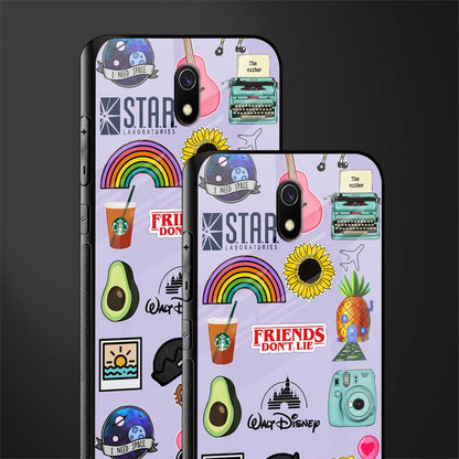 aesthetic stickers purple collage glass case for redmi 8a image-2
