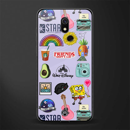 aesthetic stickers purple collage glass case for redmi 8a image