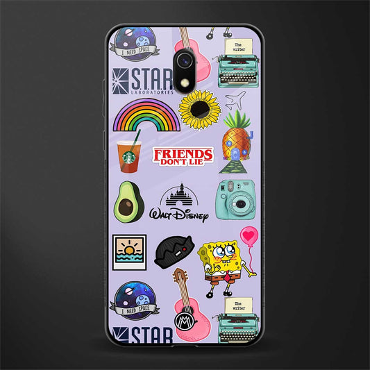 aesthetic stickers purple collage glass case for redmi 8a image