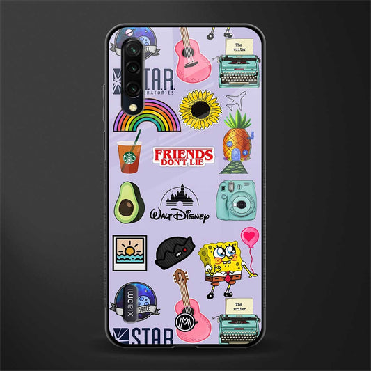 aesthetic stickers purple collage glass case for mi a3 redmi a3 image