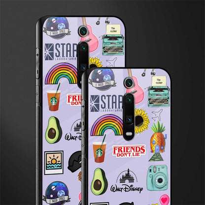 aesthetic stickers purple collage glass case for redmi k20 image-2