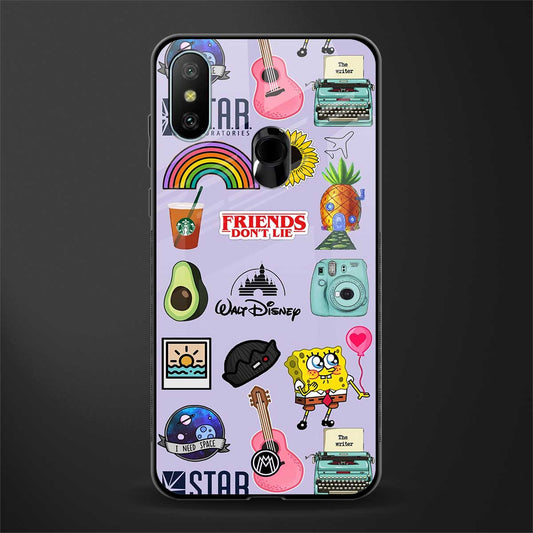 aesthetic stickers purple collage glass case for redmi 6 pro image