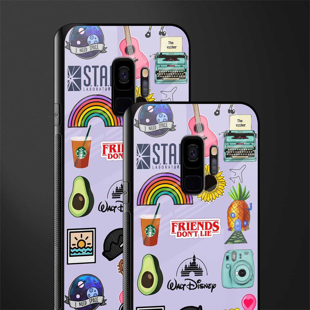 aesthetic stickers purple collage glass case for samsung galaxy s9 image-2