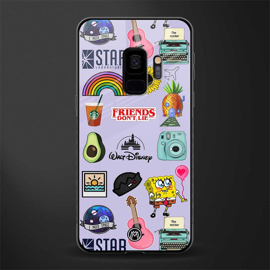 aesthetic stickers purple collage glass case for samsung galaxy s9 image