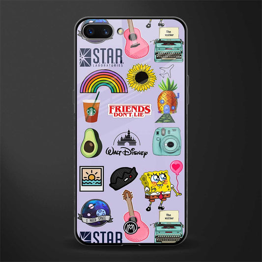 aesthetic stickers purple collage glass case for oppo a3s image