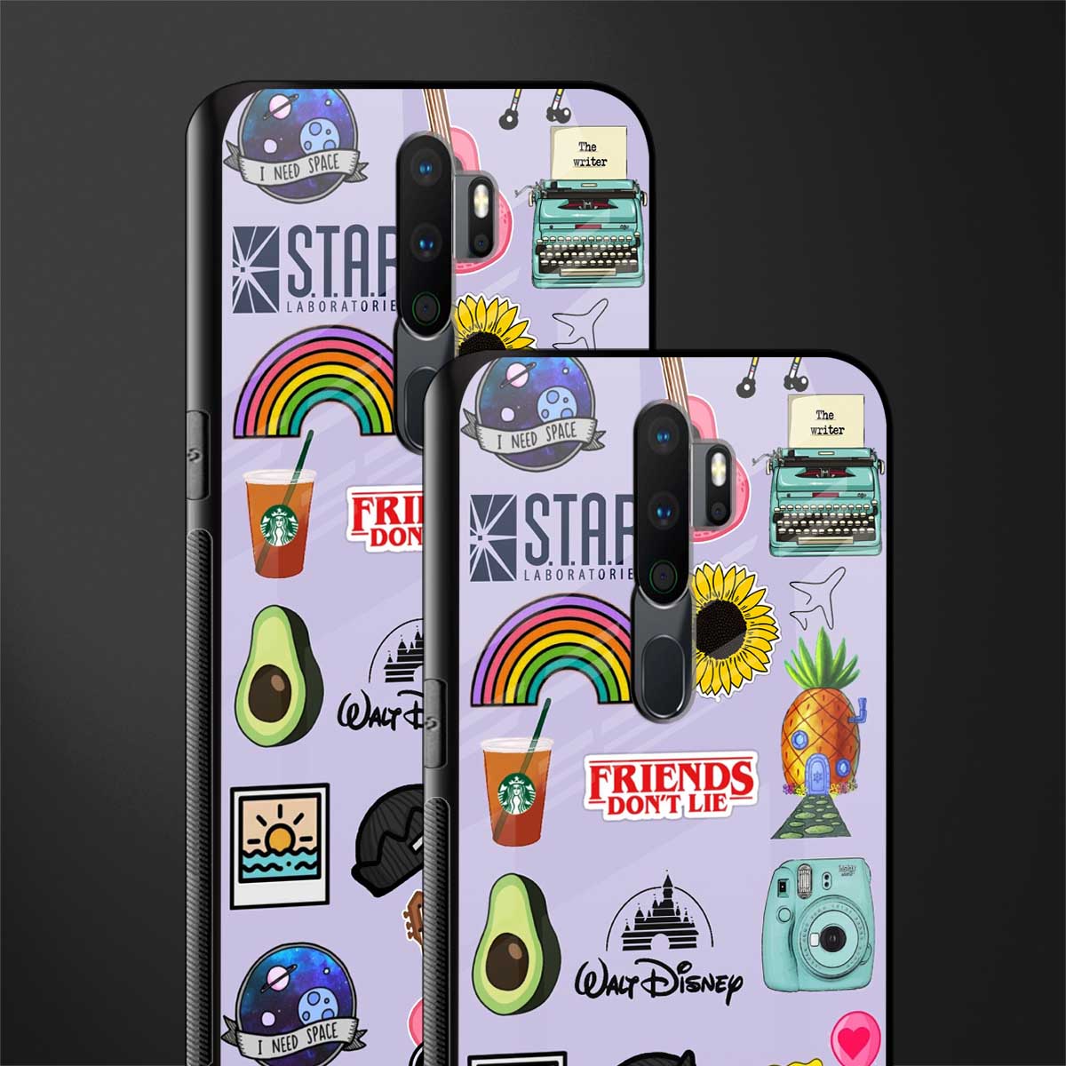 aesthetic stickers purple collage glass case for oppo a9 2020 image-2