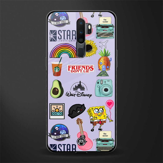 aesthetic stickers purple collage glass case for oppo a5 2020 image